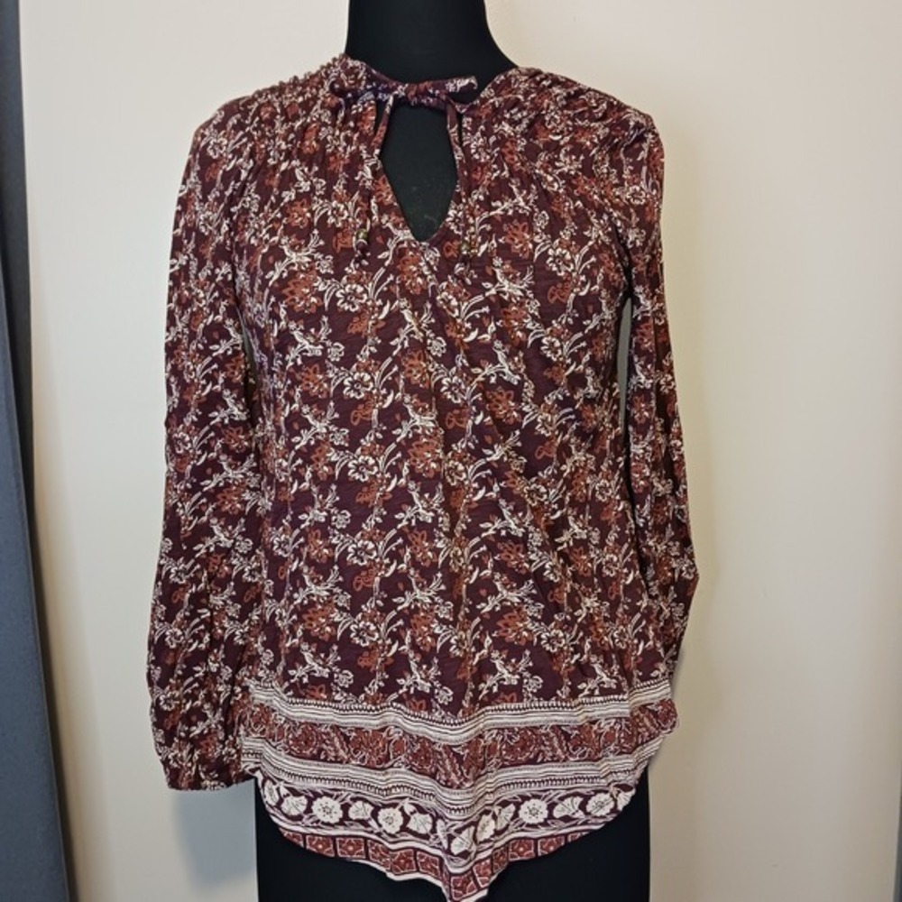 Lucky Brand Floral Long Sleeve Tie Neck Blouse Bohemian Cottagecore‎ 
Small